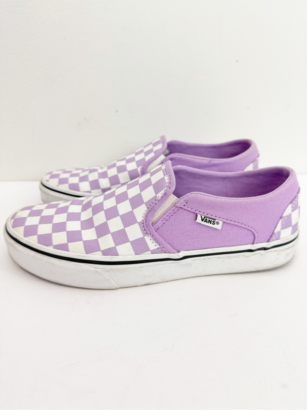 Vans Lavender Check Slip On Sneakers Womens Size 9